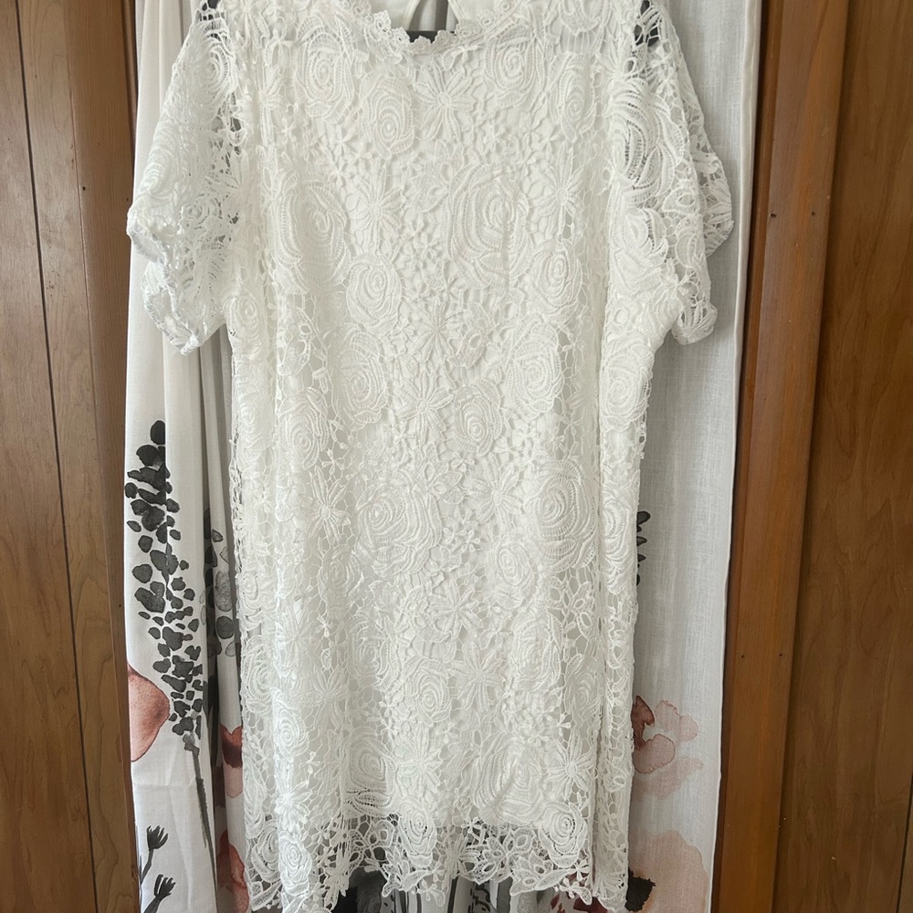SHEIN White Floral Lace Mini Dress